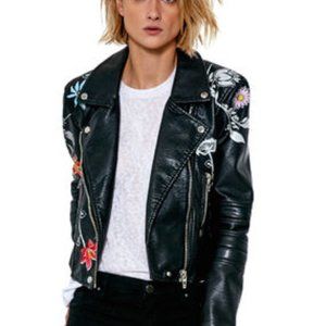 BLANK NYC | Flower Patterns Faux Leather Jacket